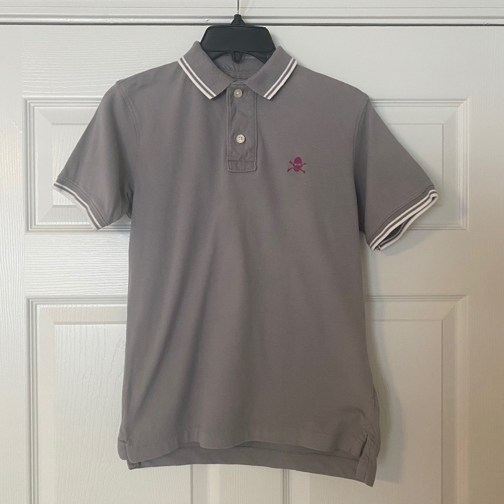 GAP Kids Grey Embroidered Pirate Logo Polo Shirt